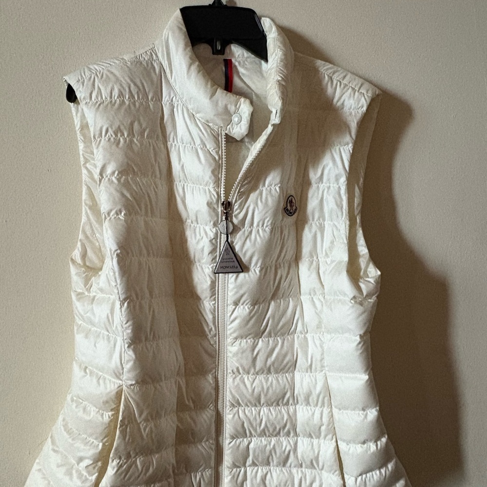 Moncler White Quilted Vest for Cold Weather